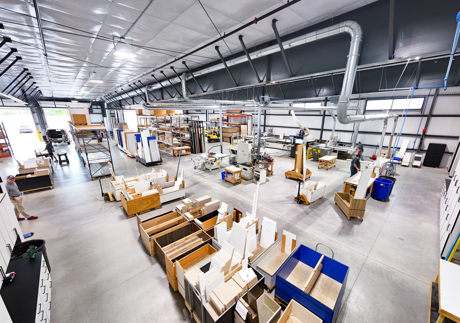 Elevated view of the Closet 1 Interiors workshop and production equipment