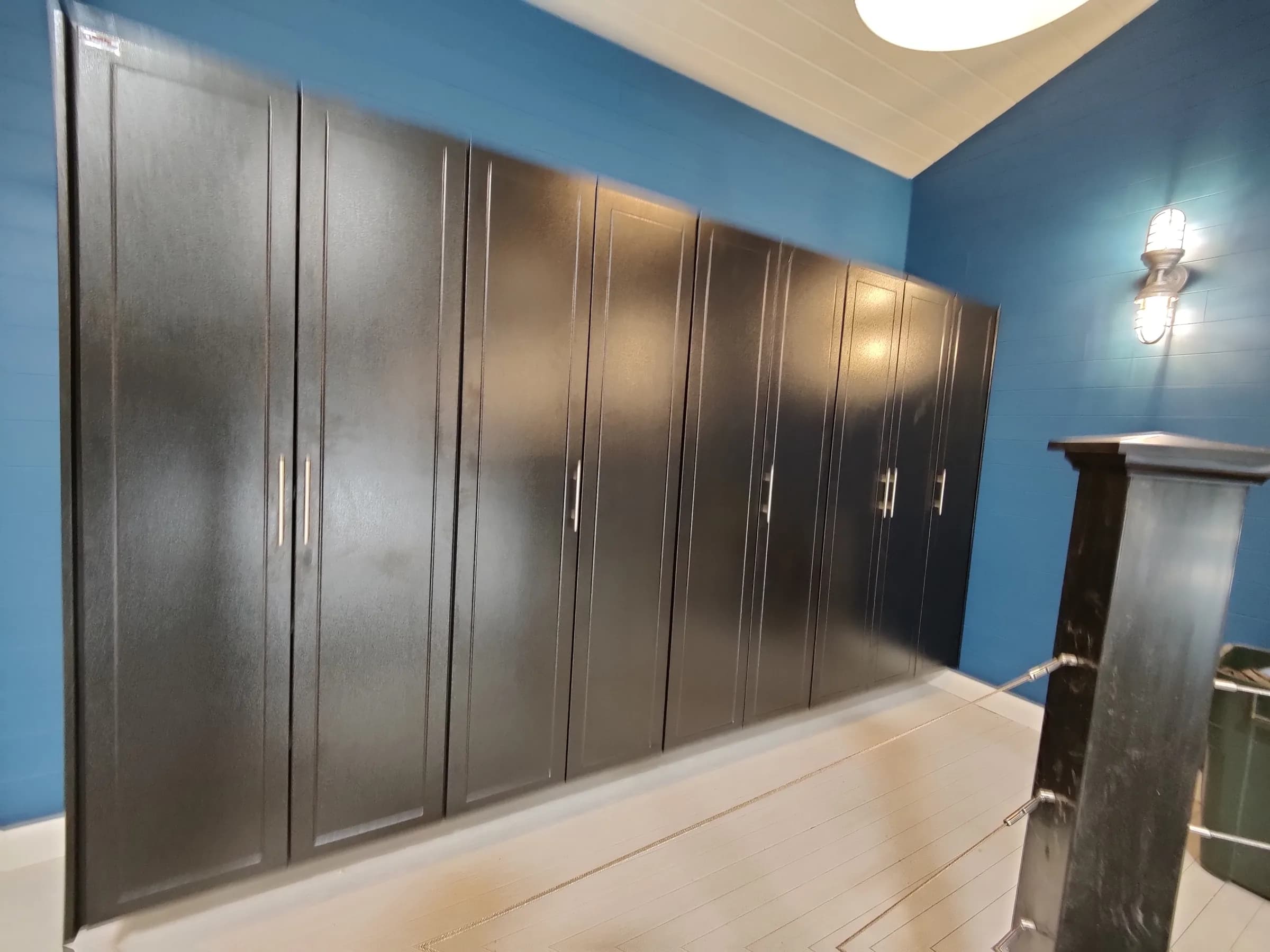 An installed cabinet wall