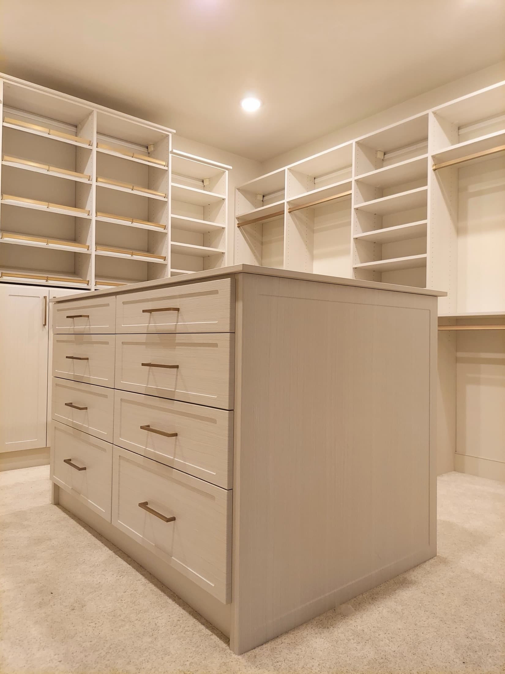 Walk-In Closet Portfolio: Bright White Island Dressing Room