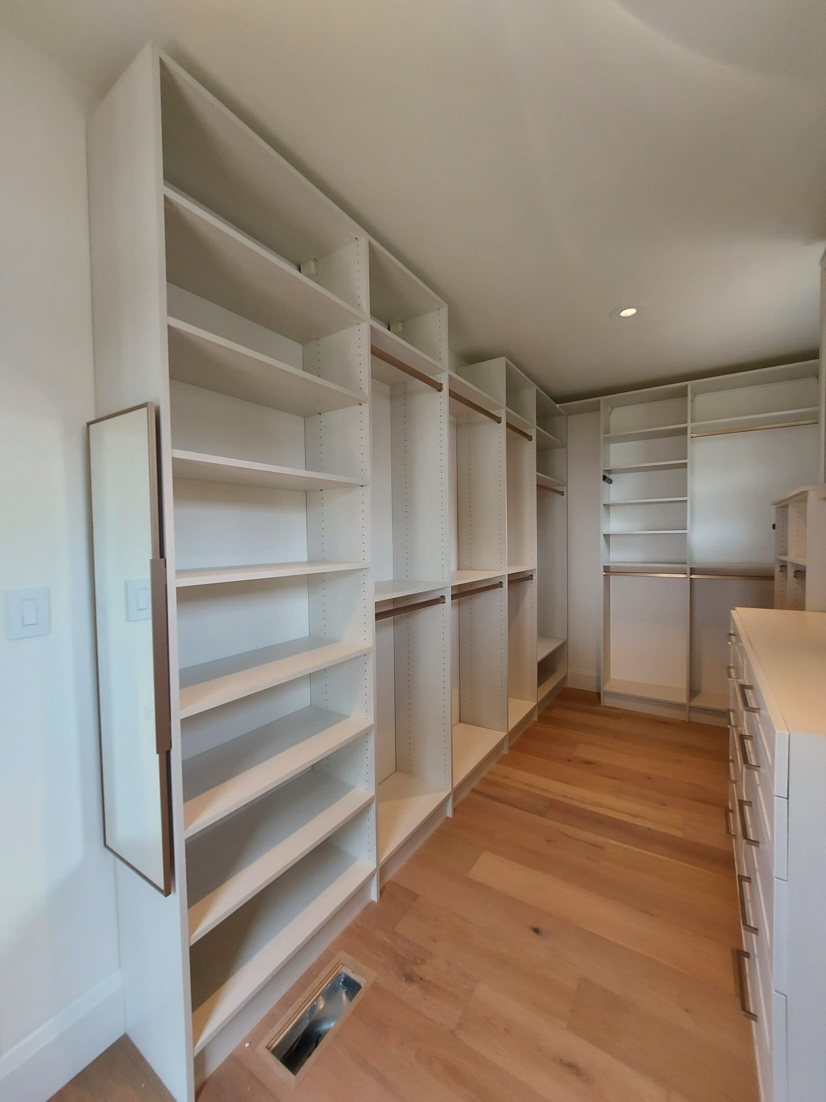 Walk-In Closet Portfolio: Crisp White Closet with Shelf Tower