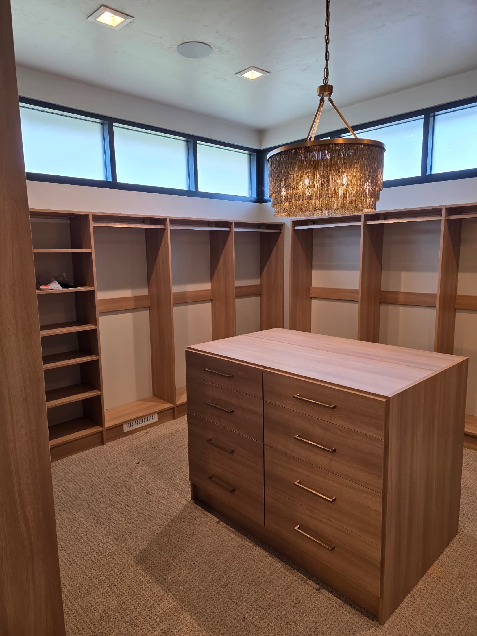 Walk-In Closet Portfolio: Warm Walnut Island Walk-In