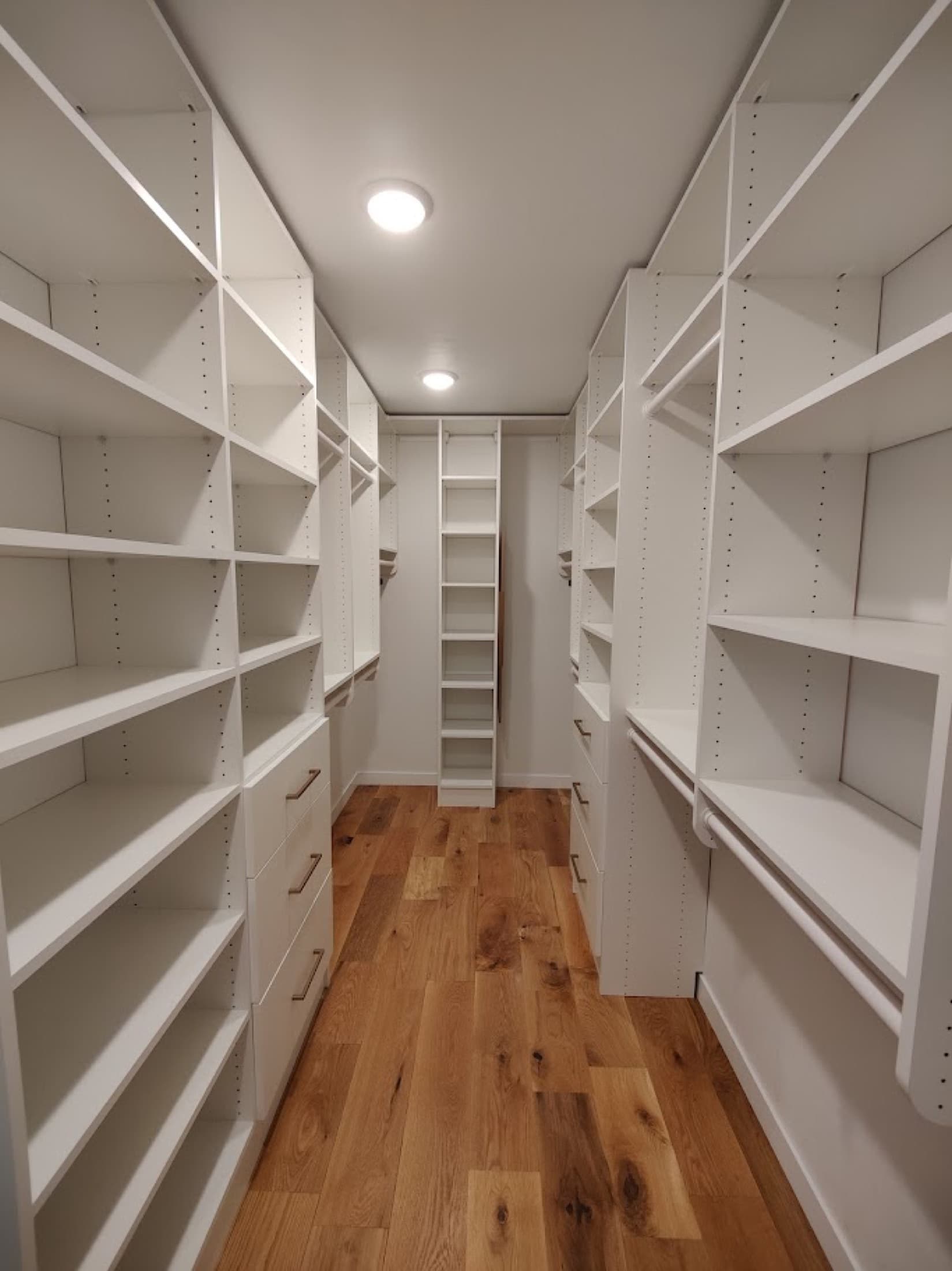 Walk-In Closet Portfolio: White Linear Galley Walk-In