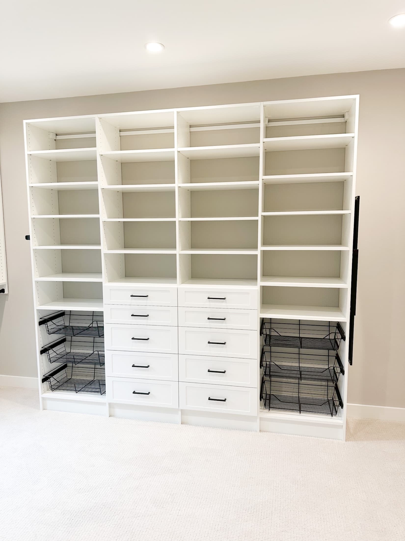 Walk-In Closet Portfolio: White Shoe Storage Feature Wall