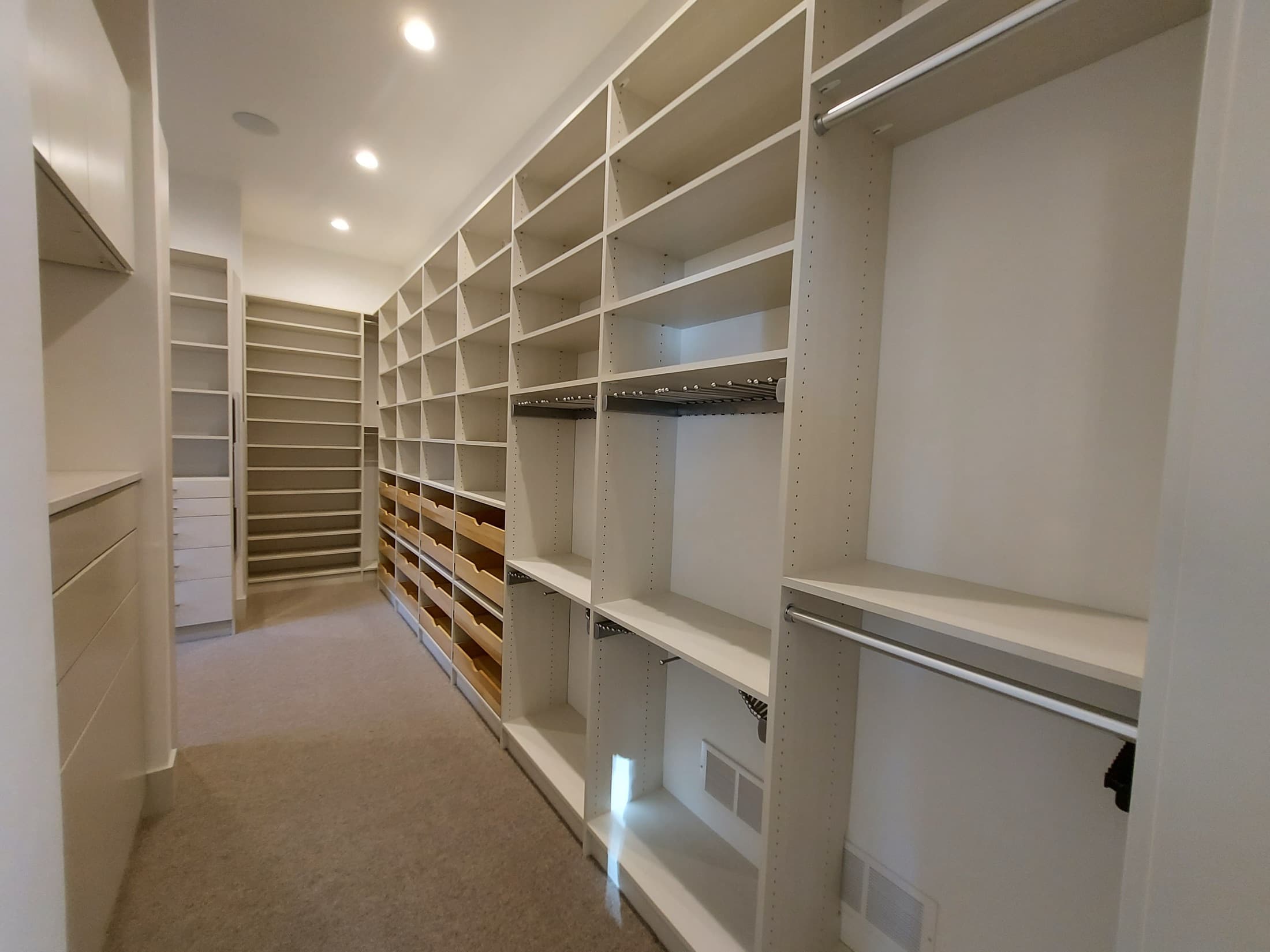 Walk-In Closet Portfolio: White Shoe and Accessory Gallery