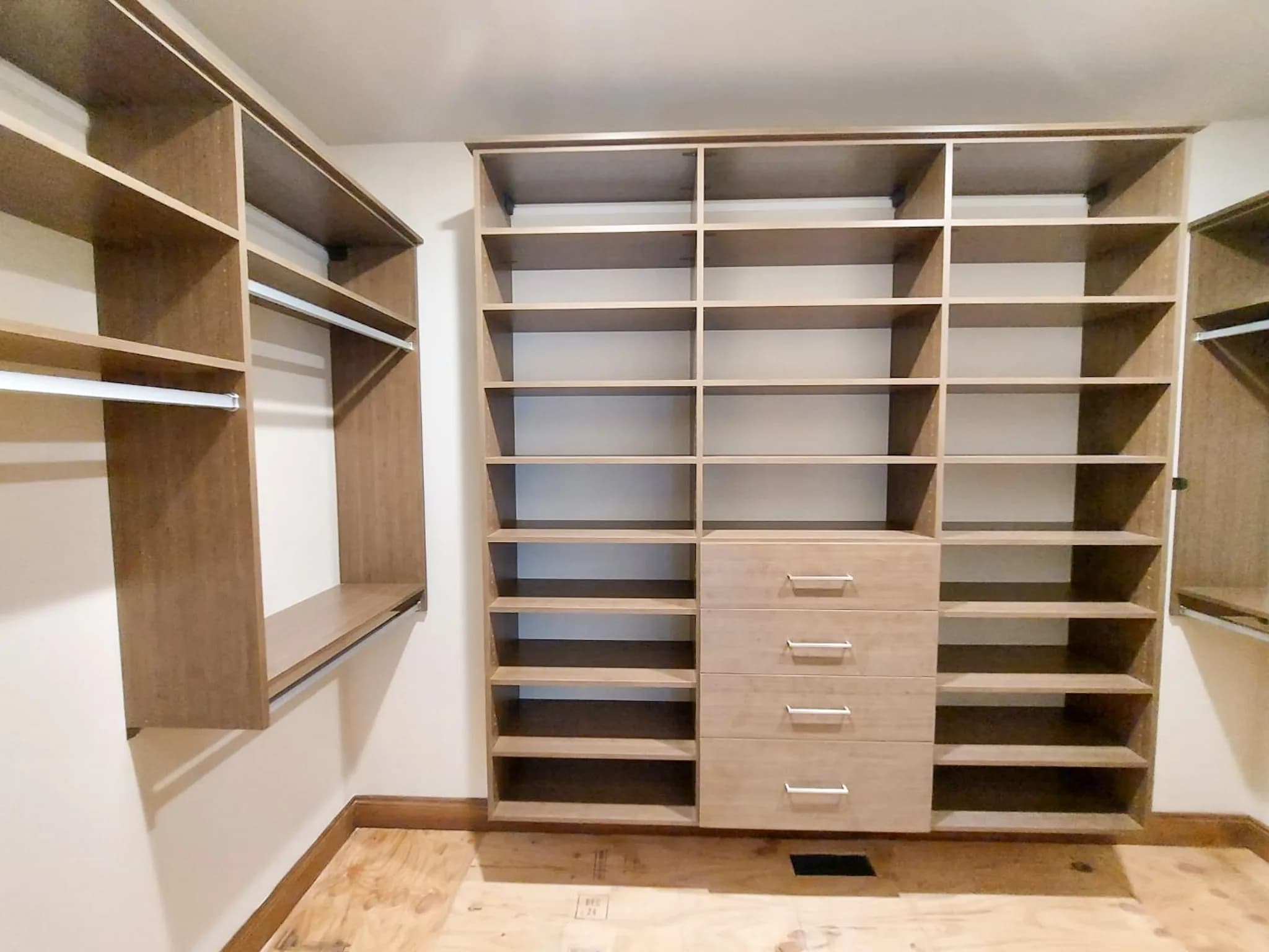Warm Wood Wraparound Closet