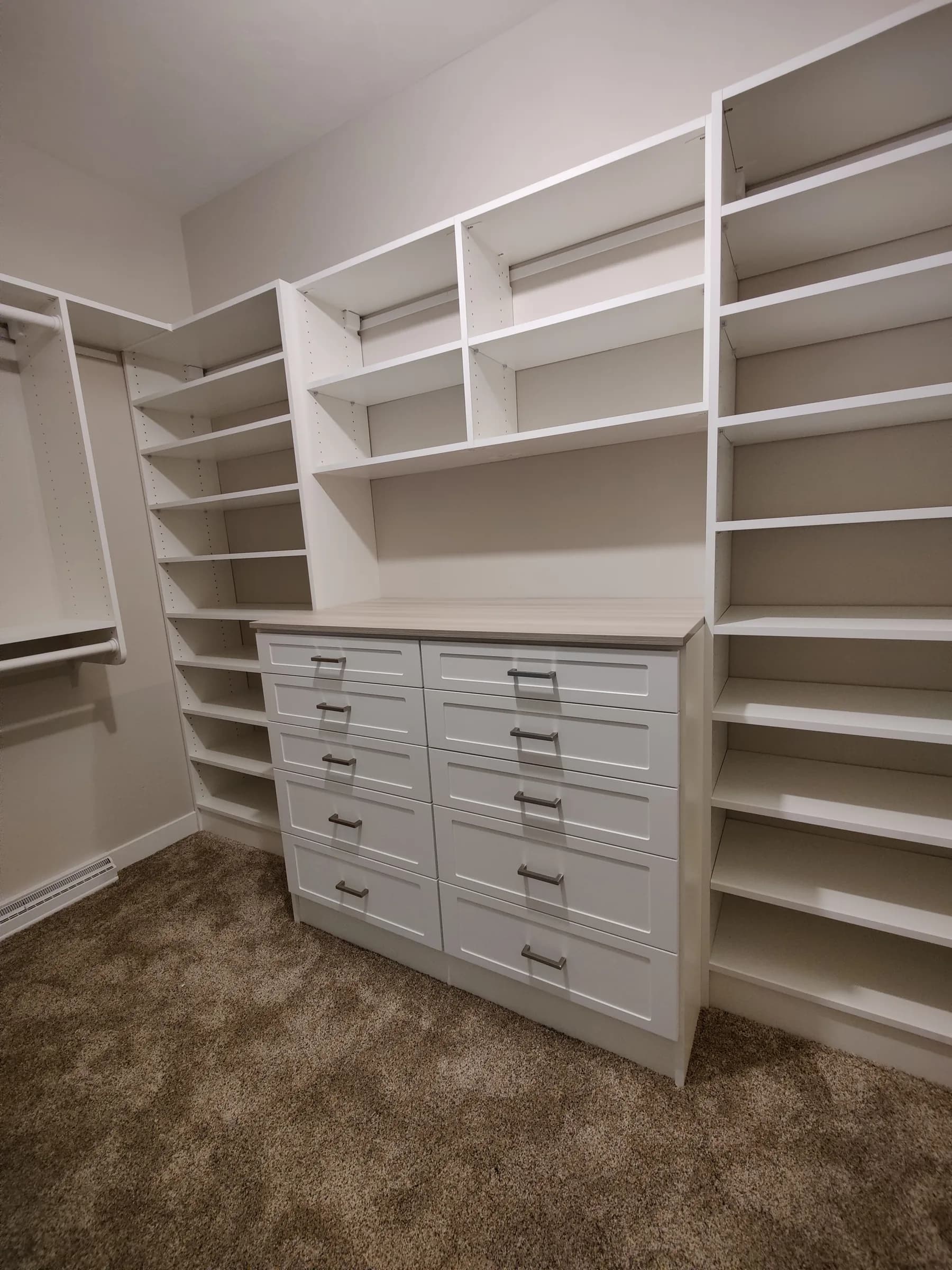 Modern White Closet with Open Cubbies