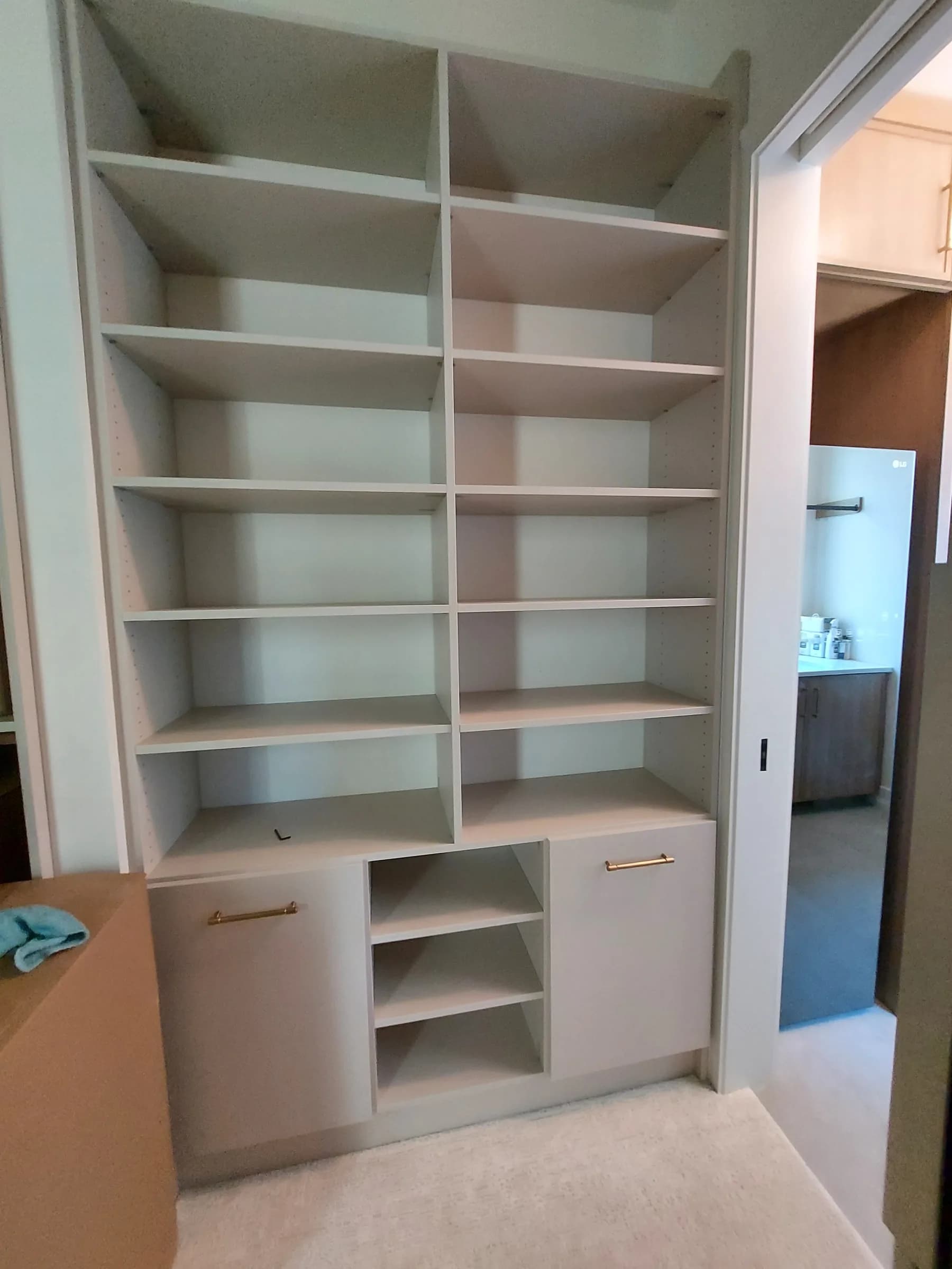 Tall White Closet with Flexible Shelving