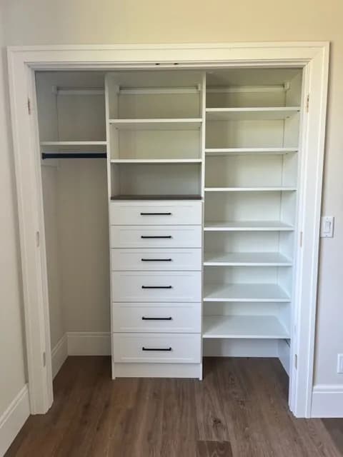 White Reach-In with Dark Counter and Drawer Tower
